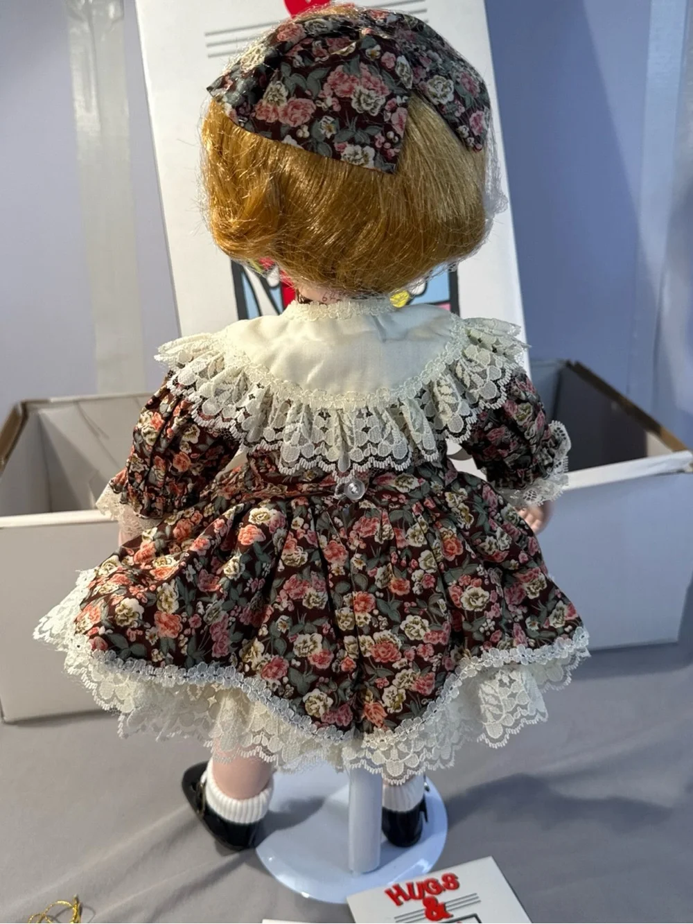 Hugs & Kisses Porcelain Doll Tiffany Brown Floral Dress